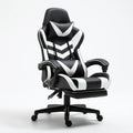Fotel gamingowy obrotowy czarno-biały z ekoskóry PU 65 x 65 x 119-129 cm