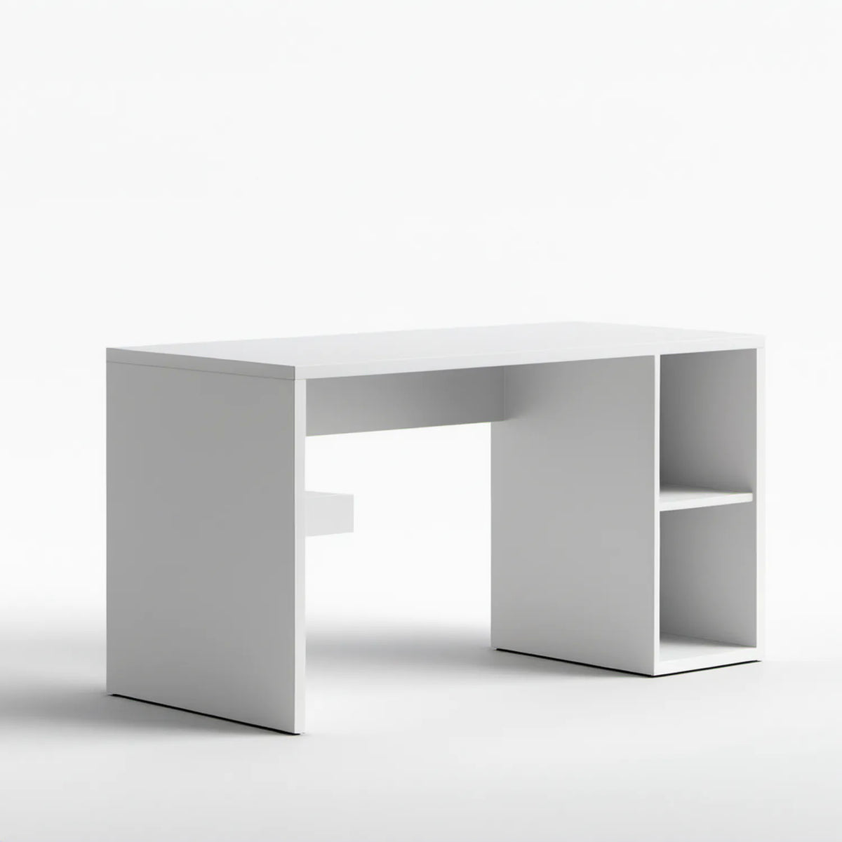 Białe biurko komputerowe 120 x 60 x 75 cm z 2 półkami, płyta laminowana