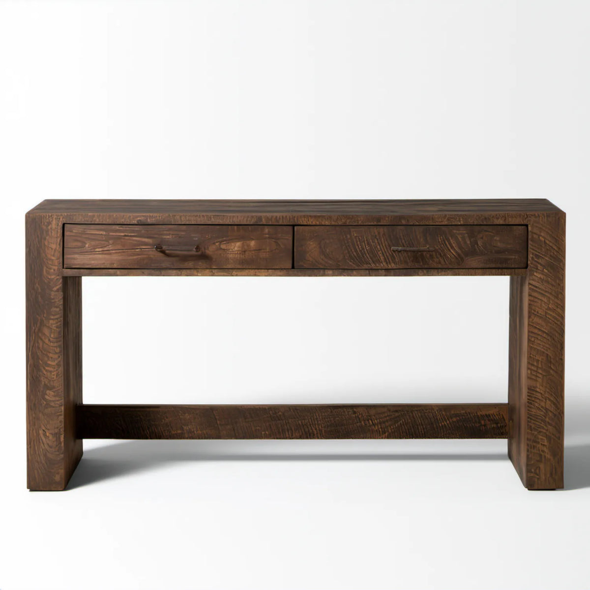 Tradycyjne biurko z litego drewna mango, ciemnobrązowe, 120 x 60 x 76 cm, 2 szuflady