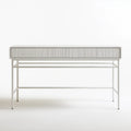 Białe biurko z 2 ryflowanymi szufladami, MDF i stal, 120 × 50 × 75 cm
