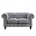 Dwuosobowa sofa Chesterfield z aksamitną tapicerką, szara/czarna, 170 × 90 × 78 cm