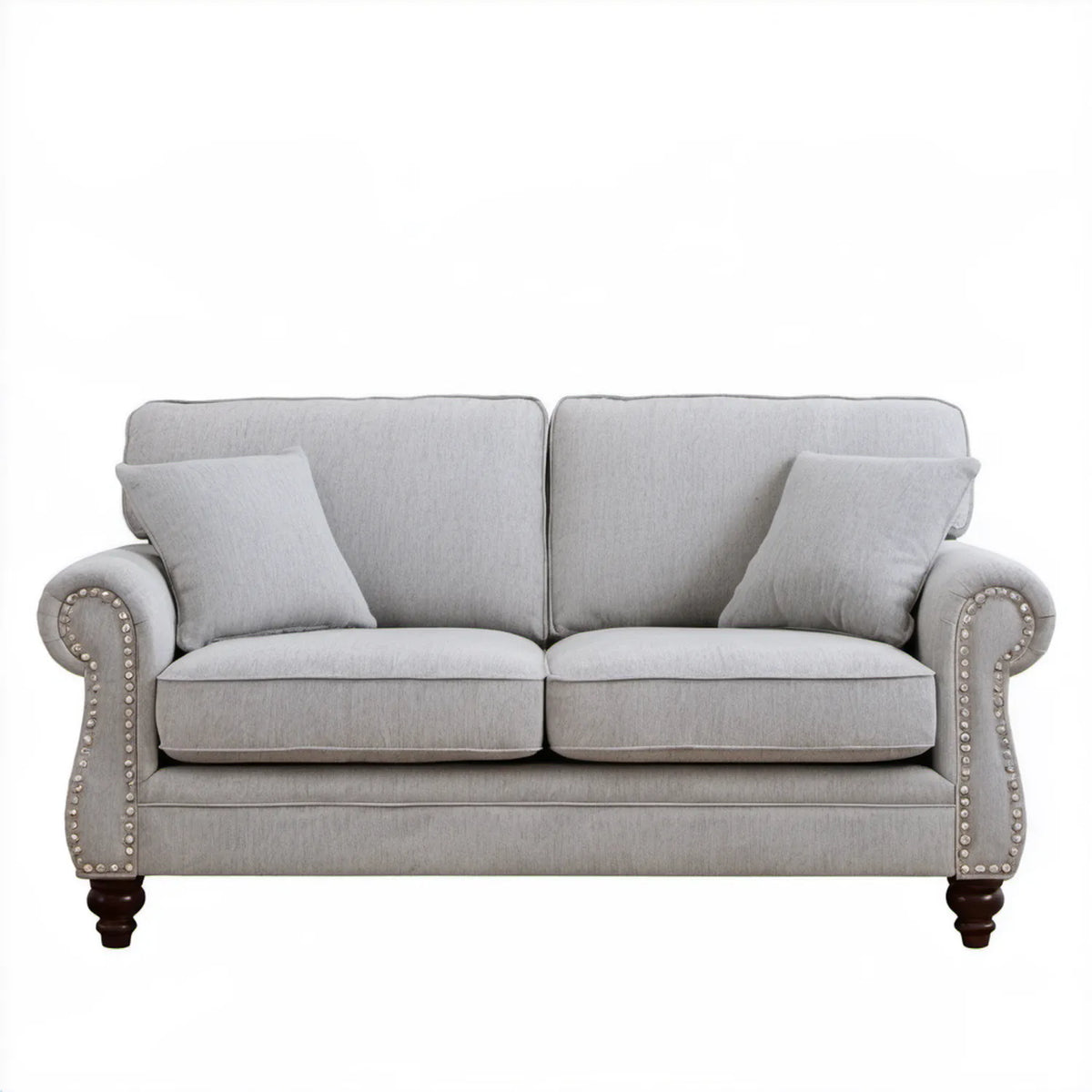 Sofa dwuosobowa jasnoszara 170 x 90 x 95 cm z poduszkami dekoracyjnymi